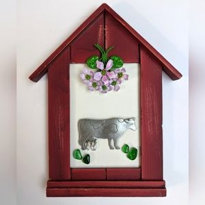Framed Cow Art Jewelry Art Jewelry Collage Original One of a Kind Art!